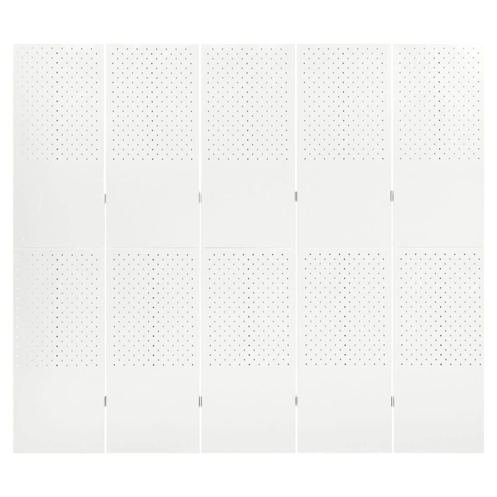Paraván s 5 panelmi, biela 200x180 cm oceľ