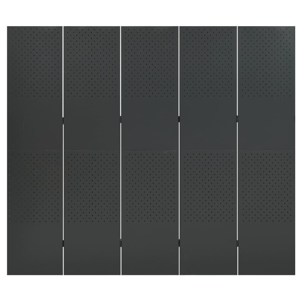 Paraván s 5 panelmi, antracitový 200x180 cm oceľ