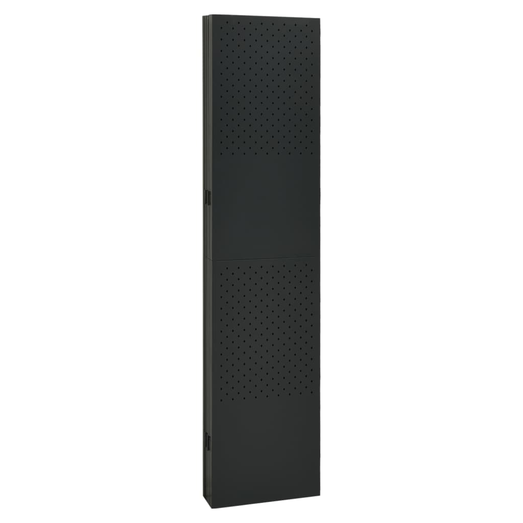 Paraván so 6 panelmi, čierny 240x180 cm oceľ