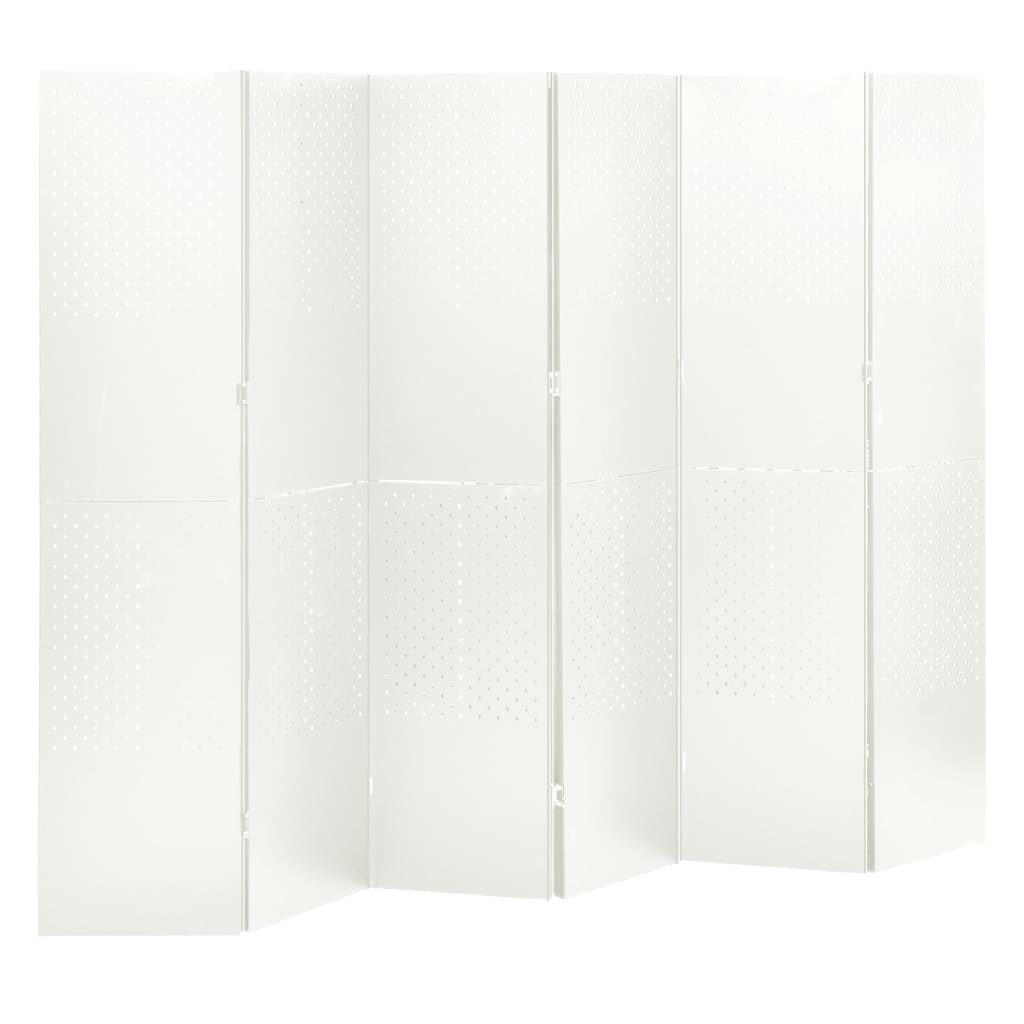 Paraván so 6 panelmi, biely 240x180 cm oceľ