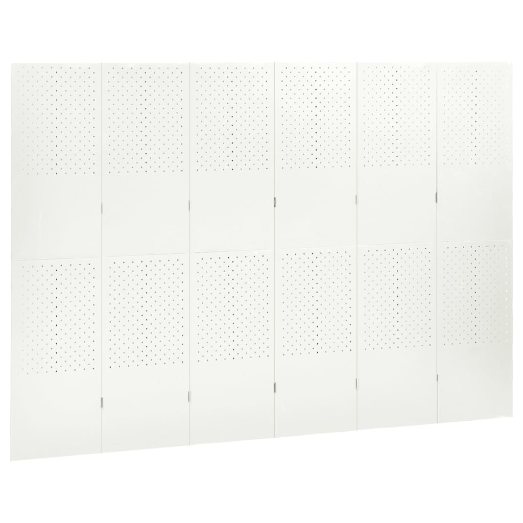 Paraván so 6 panelmi, biely 240x180 cm oceľ