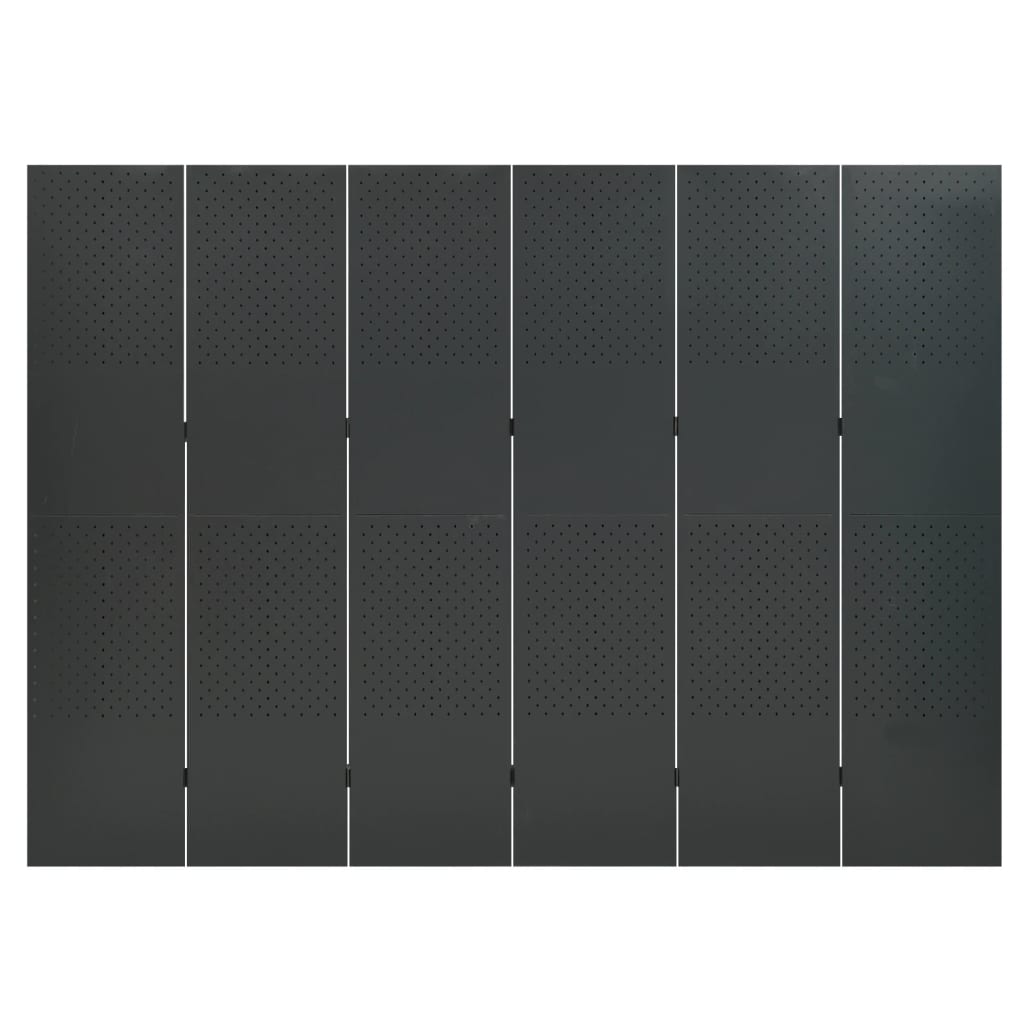 Paraván so 6 panelmi, antracitový 240x180 cm oceľ