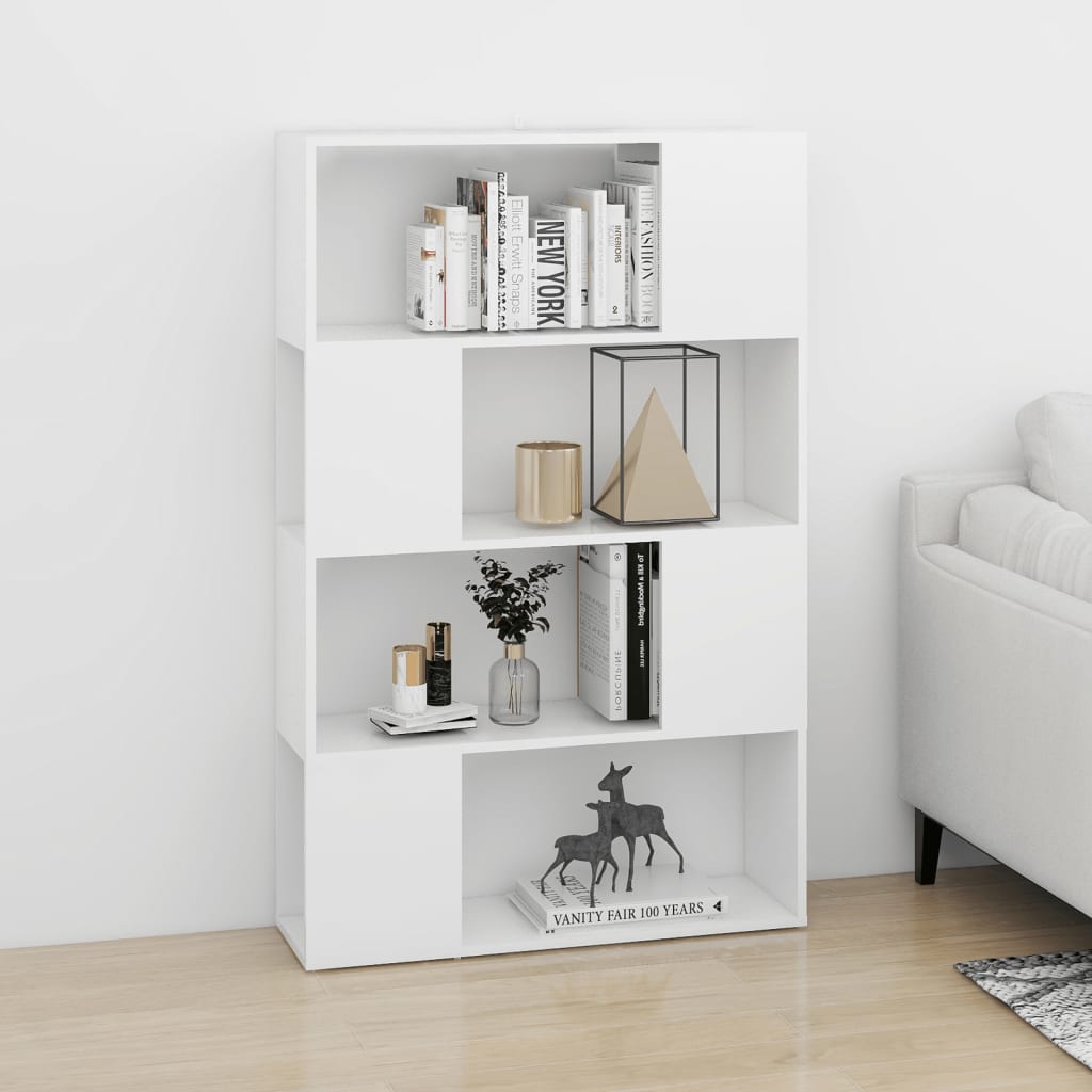 Knižnica deliaca stena biela 80x24x124,5 cm drevotrieska