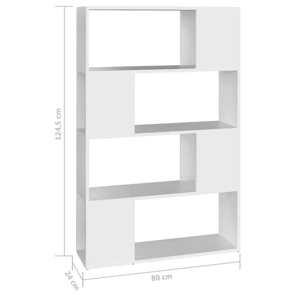 Knižnica deliaca stena biela 80x24x124,5 cm drevotrieska
