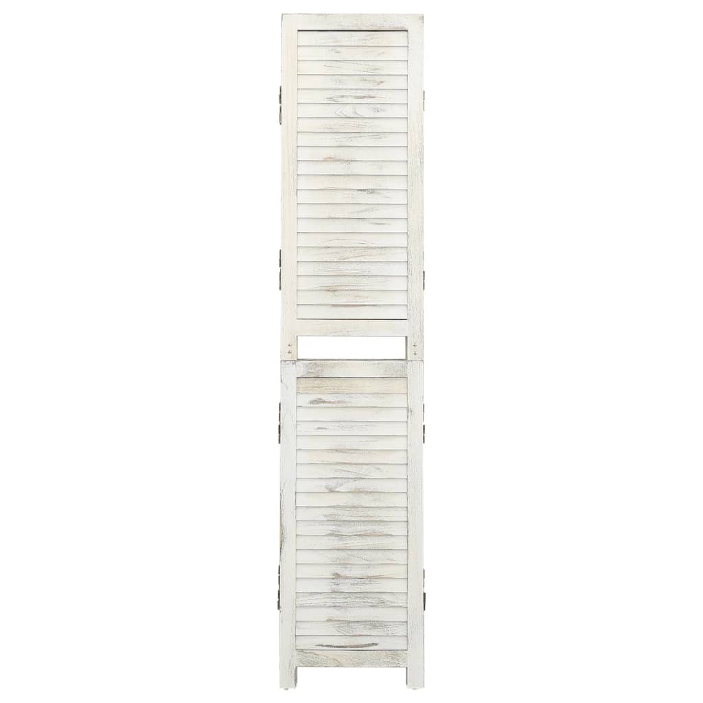 6-panelový paraván starožitný biely 215x166 cm masívne drevo