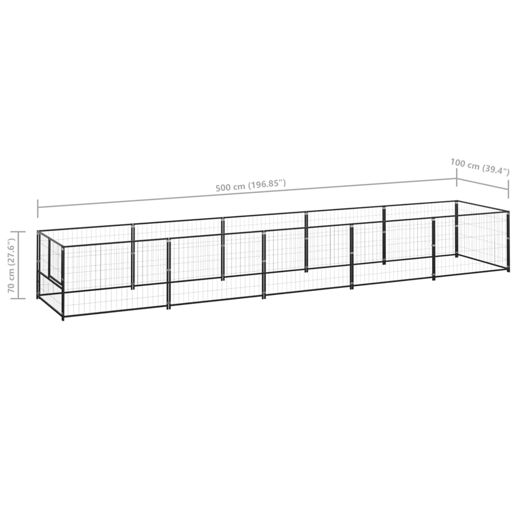 Koterec pre psy čierny 5 m² oceľ