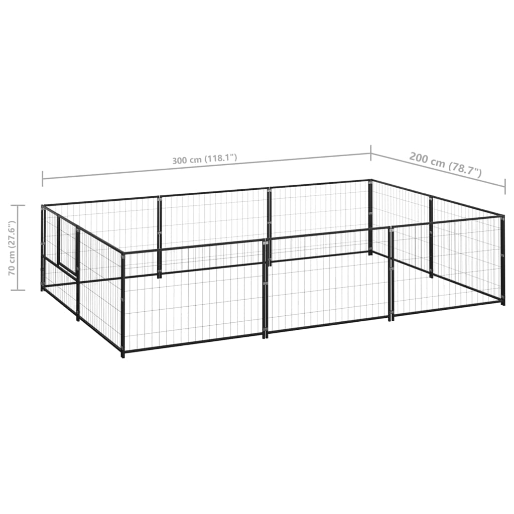 Koterec pre psy čierny 6 m² oceľ