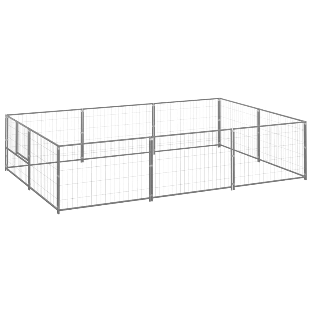 Koterec pre psy strieborný 6 m² oceľ