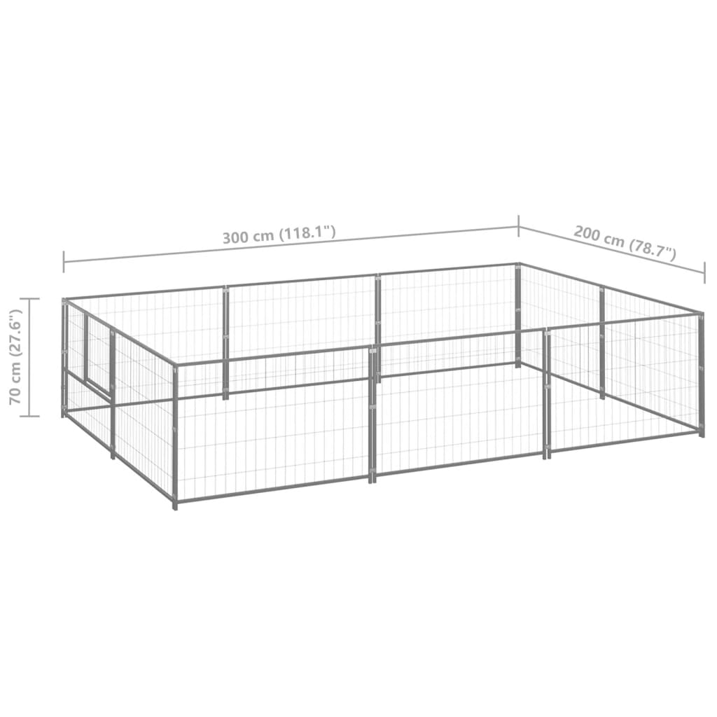 Koterec pre psy strieborný 6 m² oceľ