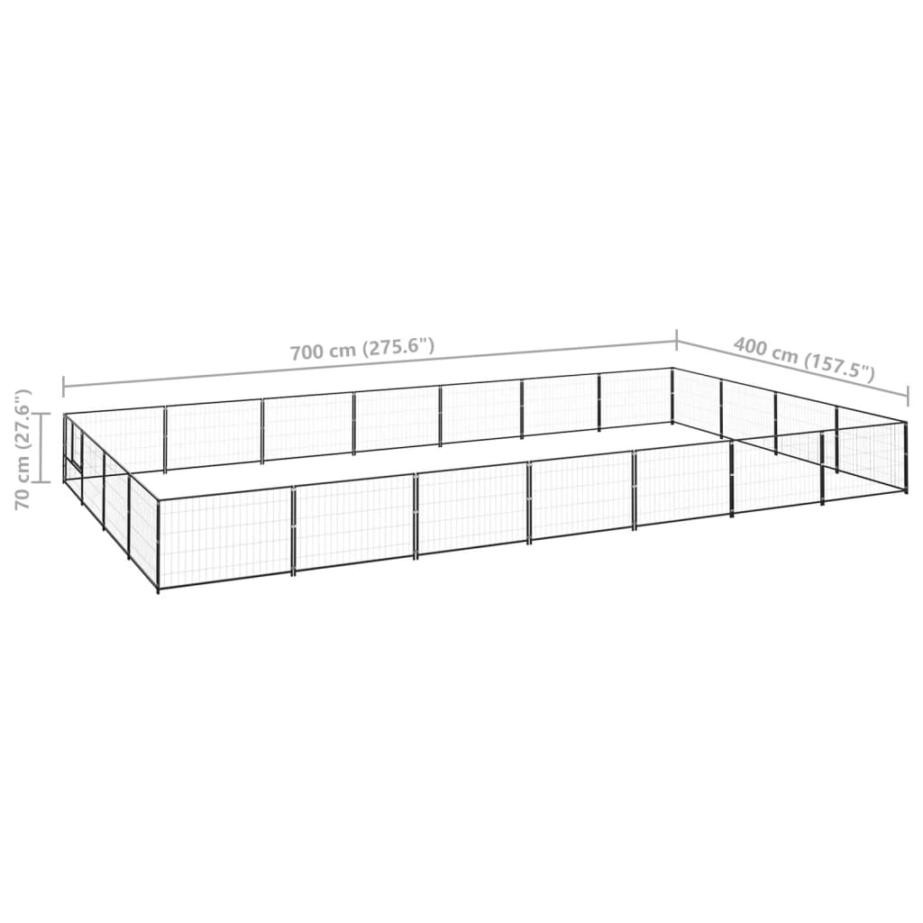 Koterec pre psy čierny 28 m² oceľ