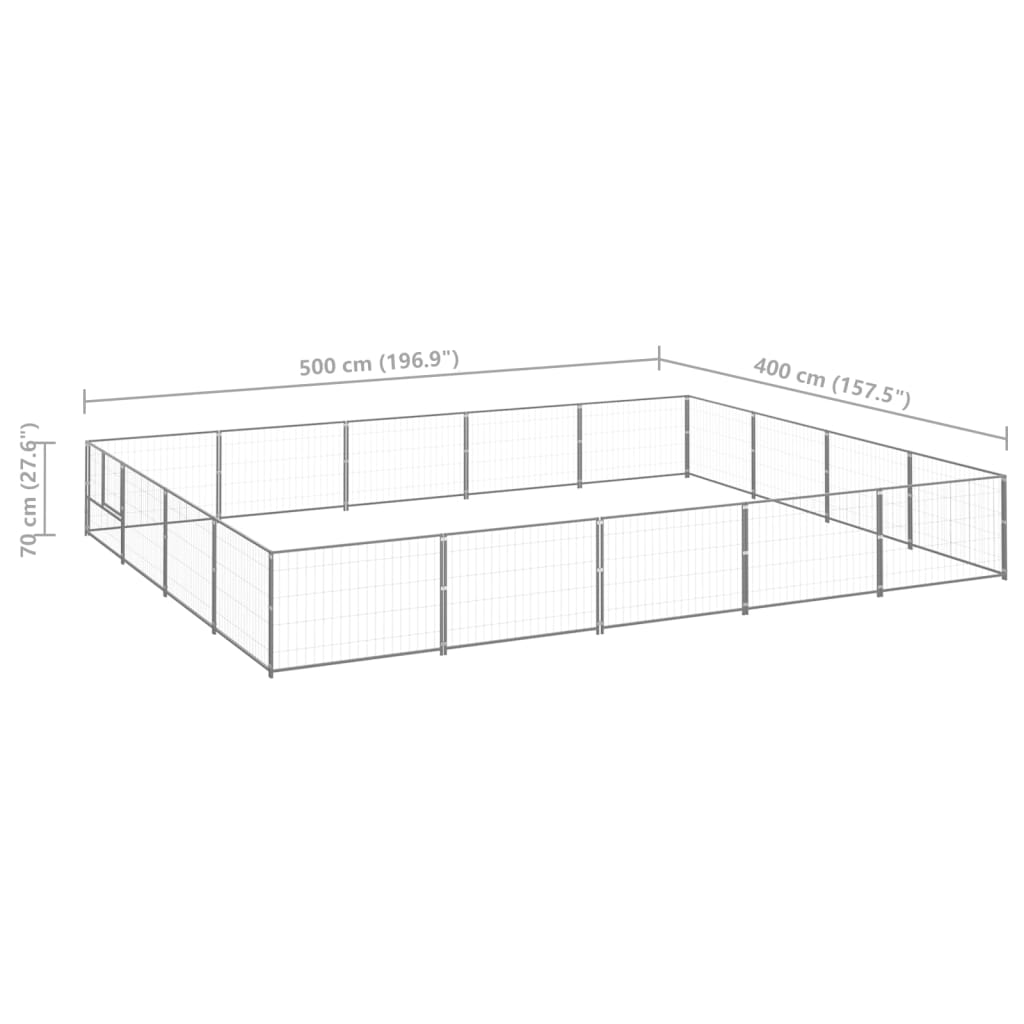 Koterec pre psy strieborný 20 m² oceľ