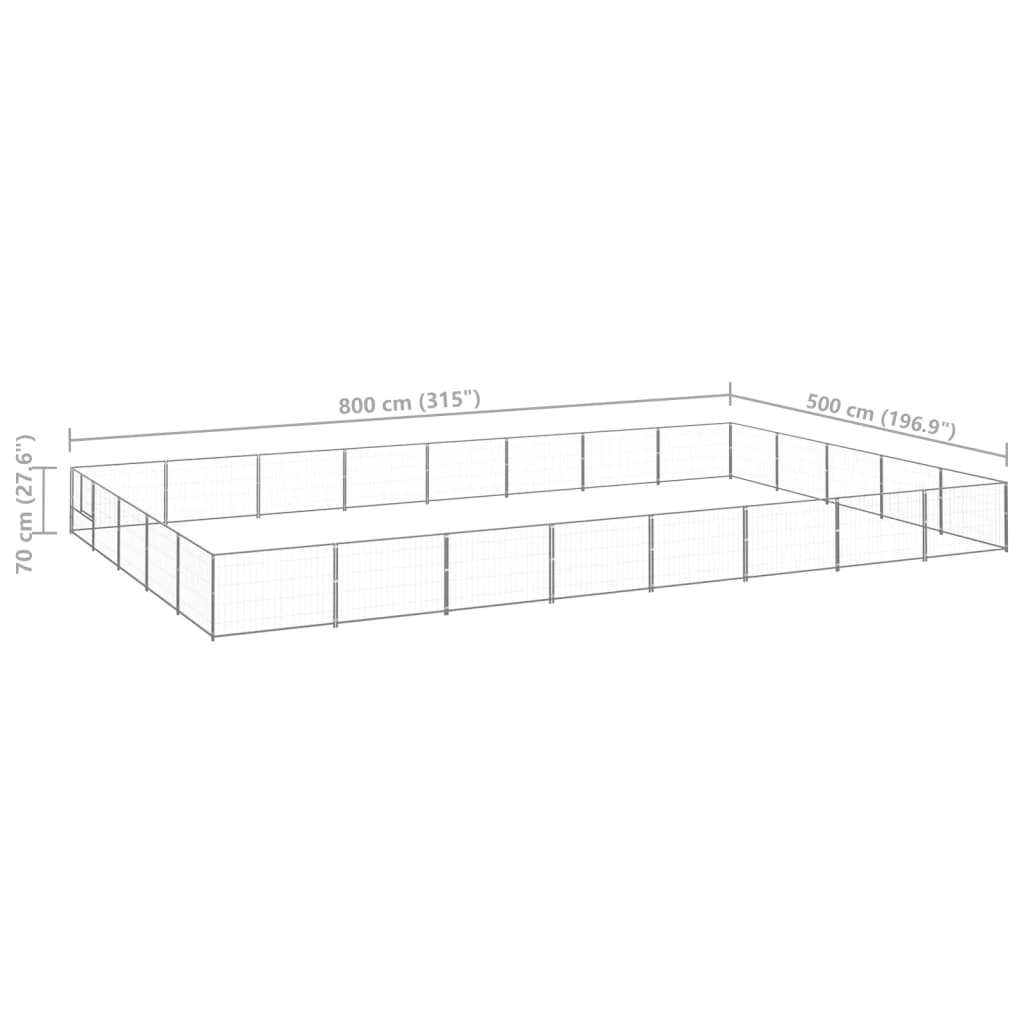 Koterec pre psy strieborný 40 m² oceľ