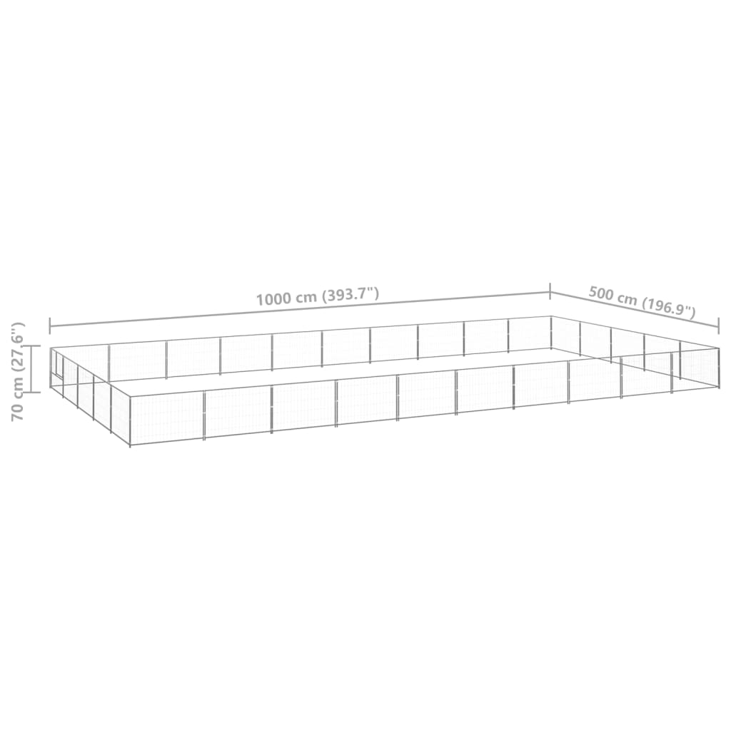 Koterec pre psy strieborný 50 m² oceľ
