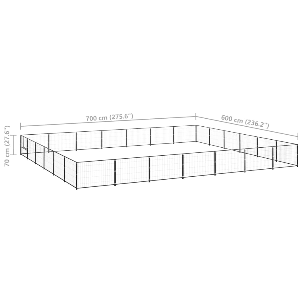 Koterec pre psy čierny 42 m² oceľ