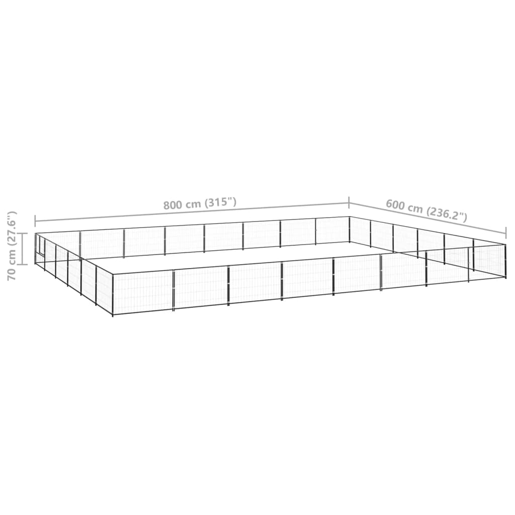 Koterec pre psy čierny 48 m² oceľ