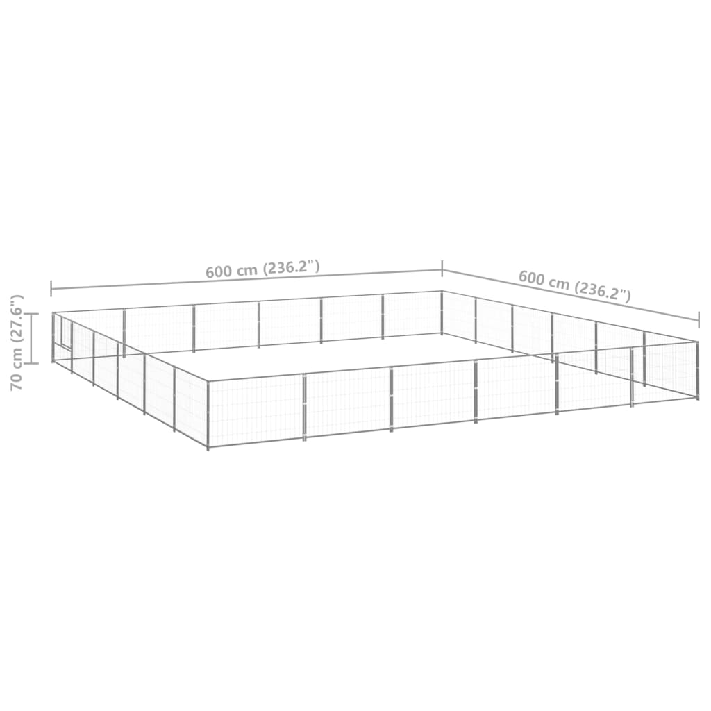Koterec pre psov strieborný 36 m² oceľ