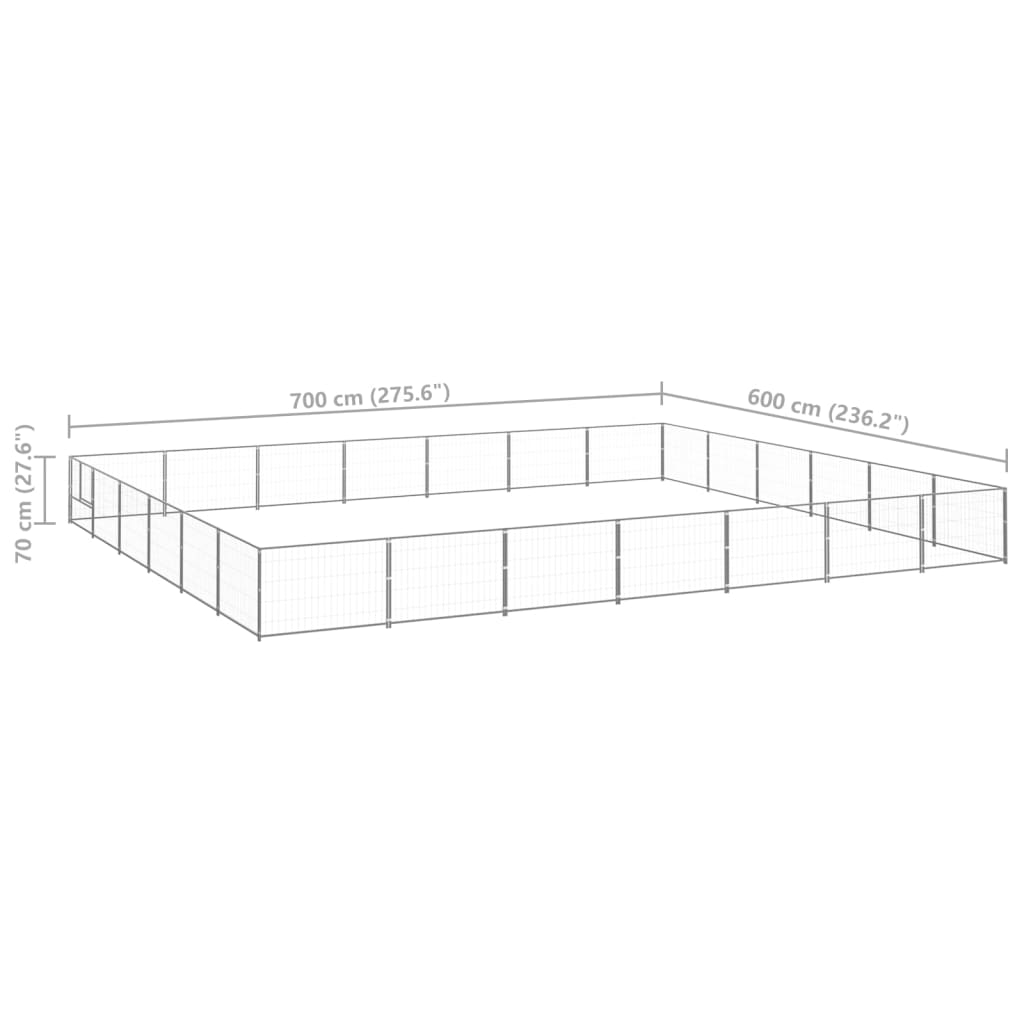 Koterec pre psov strieborný 42 m² oceľ