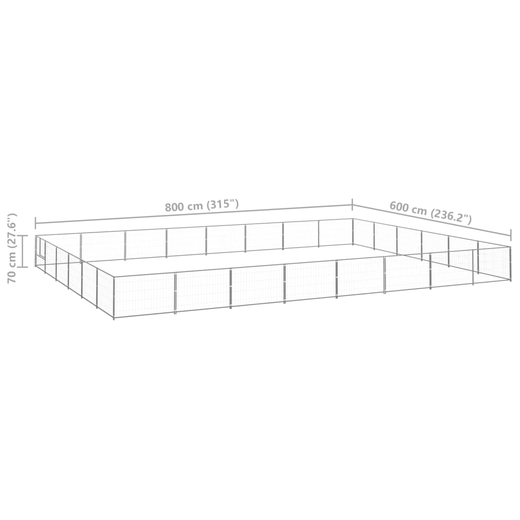 Koterec pre psov strieborný 48 m² oceľ