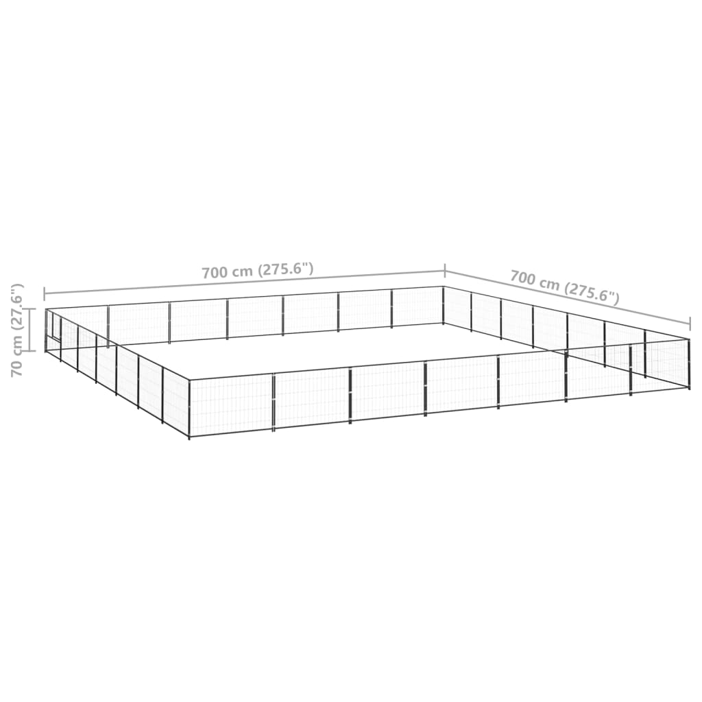 Koterec pre psov čierny 49 m² oceľ