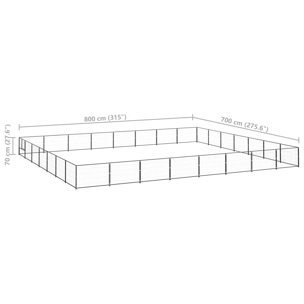 Koterec pre psov čierny 56 m² oceľ