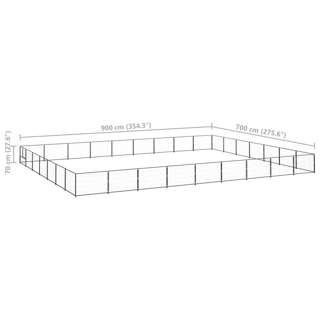 Koterec pre psov čierny 63 m² oceľ
