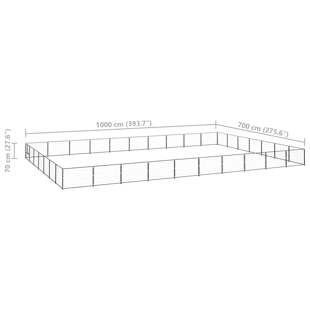 Koterec pre psov čierny 70 m² oceľ