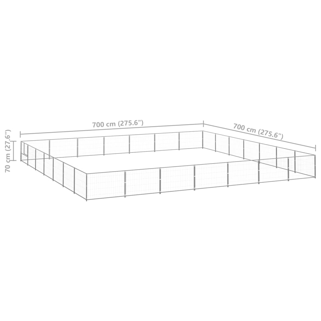 Koterec pre psov strieborný 49 m² oceľ