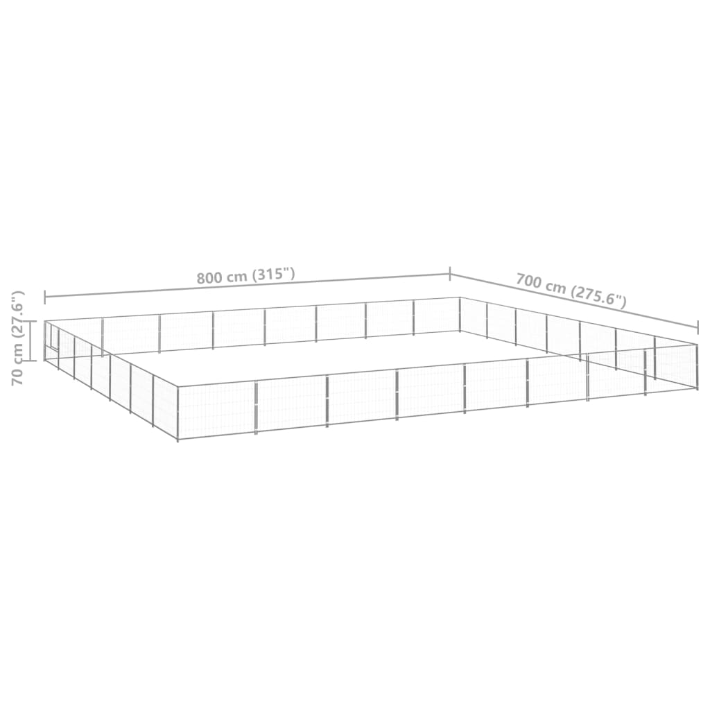 Koterec pre psov strieborný 56 m² oceľ
