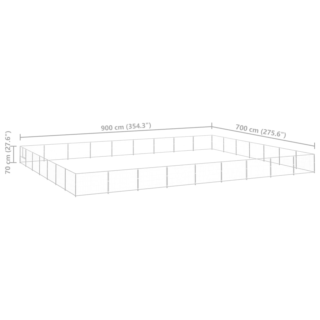Koterec pre psov strieborný 63 m² oceľ