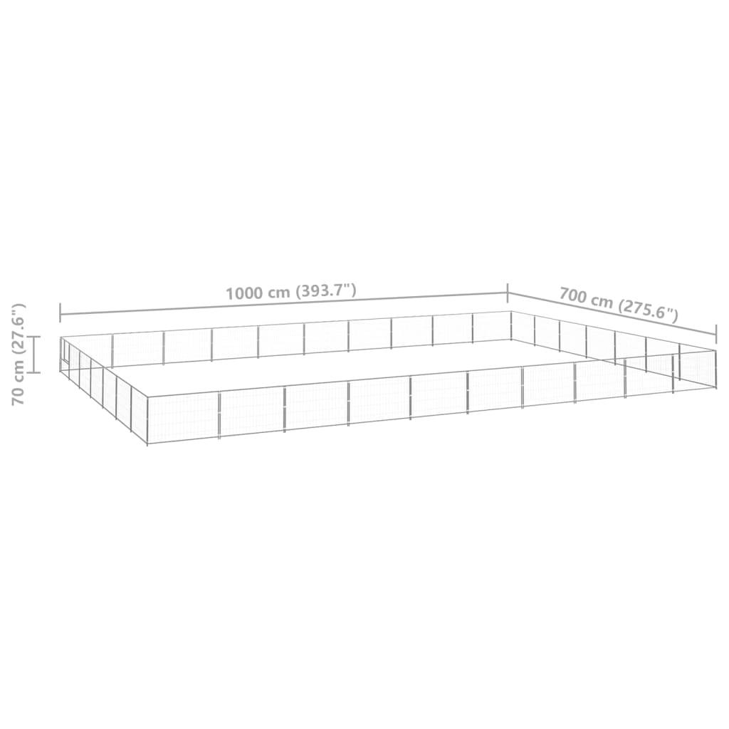 Koterec pre psov strieborný 70 m² oceľ