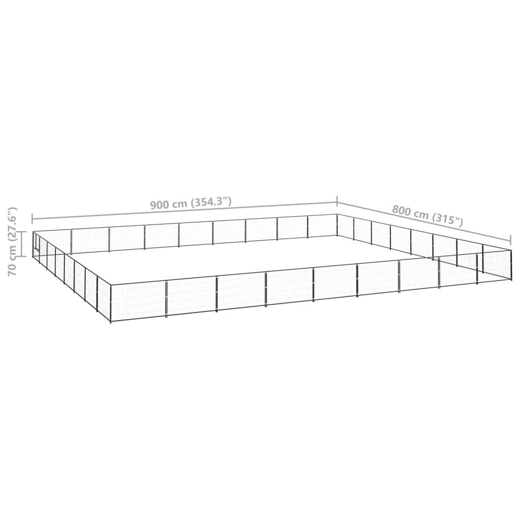 Koterec pre psov čierny 72 m² oceľ