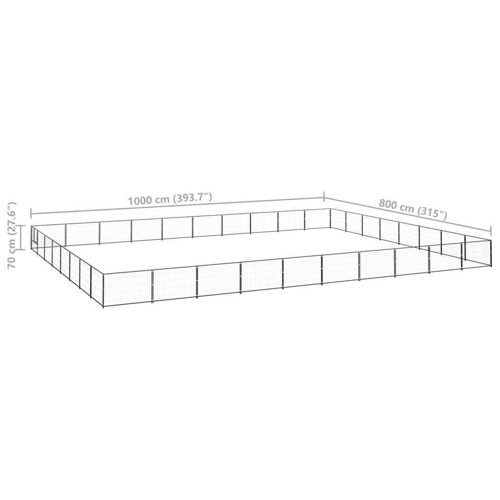 Koterec pre psov čierny 80 m² oceľ