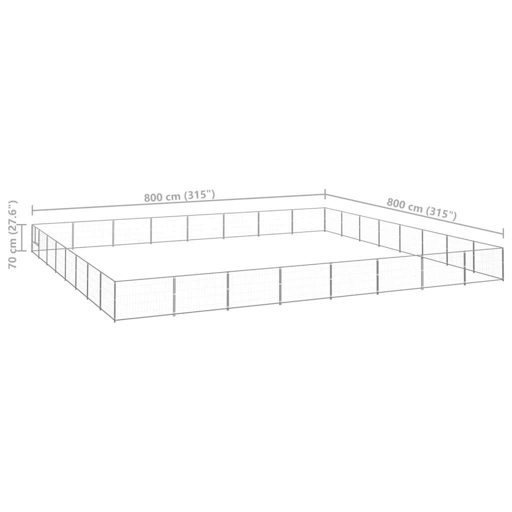 Koterec pre psov strieborný 64 m² oceľ