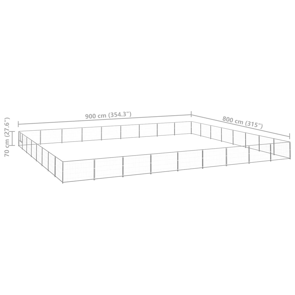 Koterec pre psov strieborný 72 m² oceľ