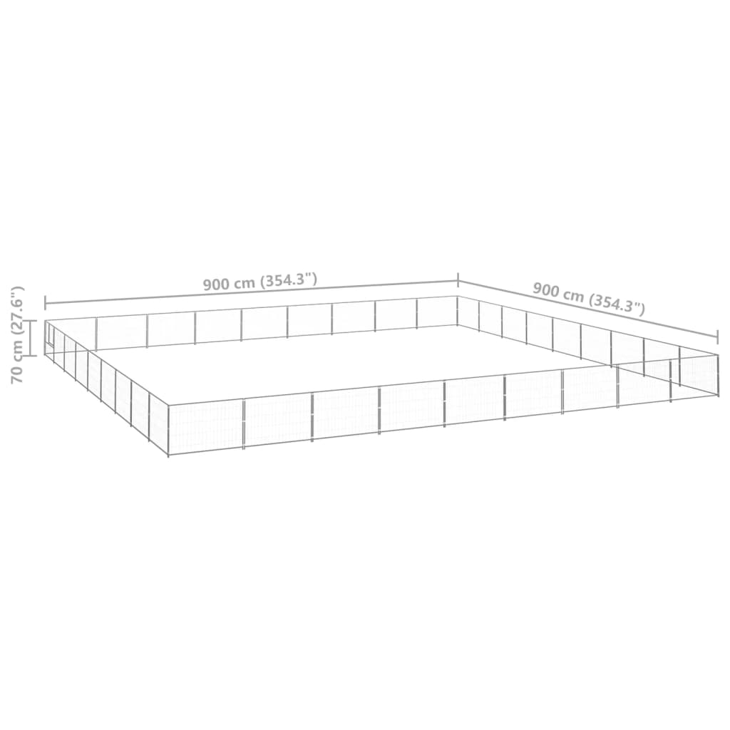 Koterec pre psov strieborný 81 m² oceľ