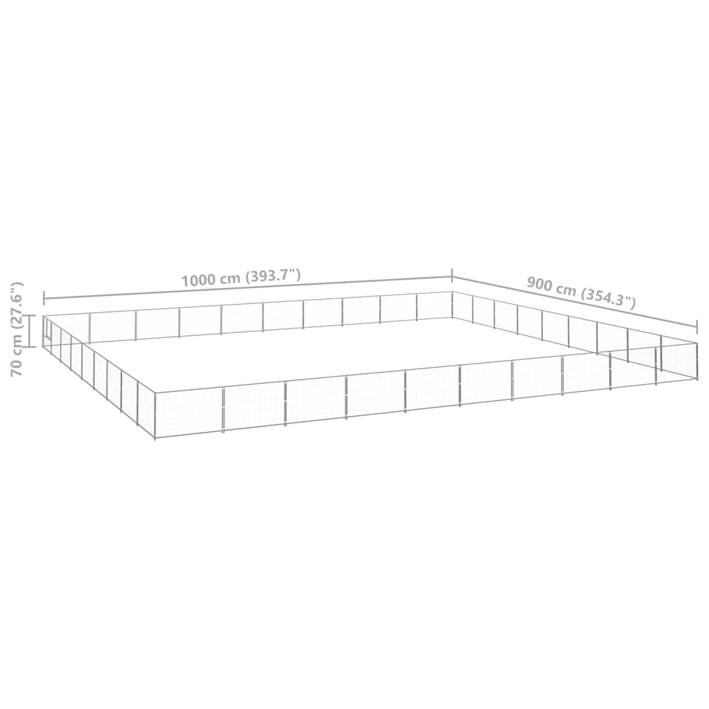 Koterec pre psov strieborný 90 m² oceľ