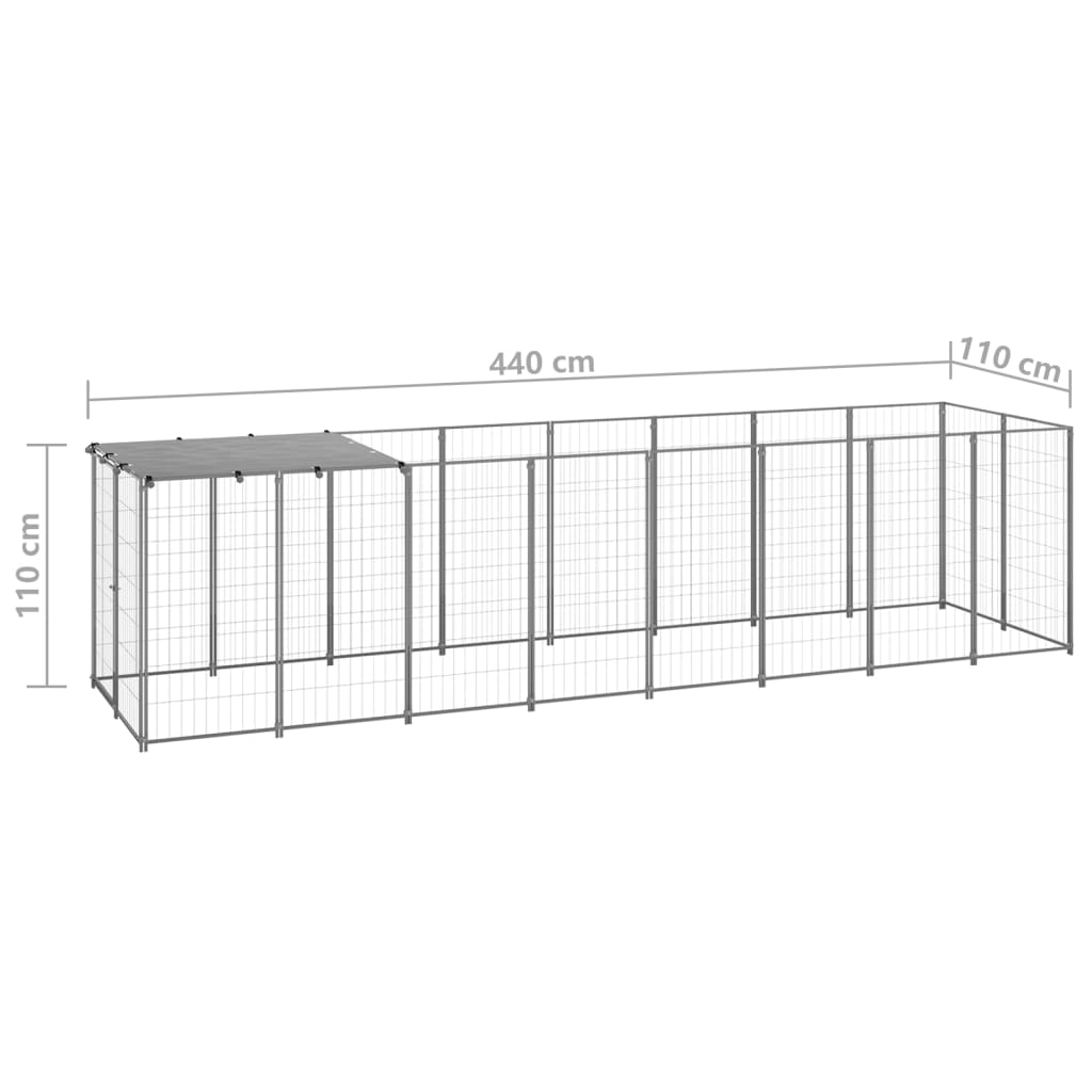 Koterec pre psy strieborný 4,84 m² oceľ
