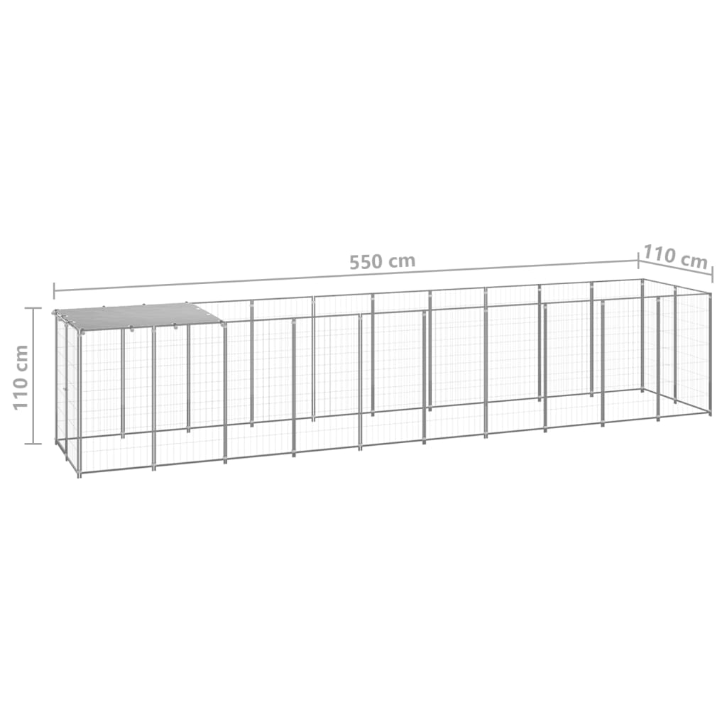 Koterec pre psy strieborný 6,05 m² oceľ