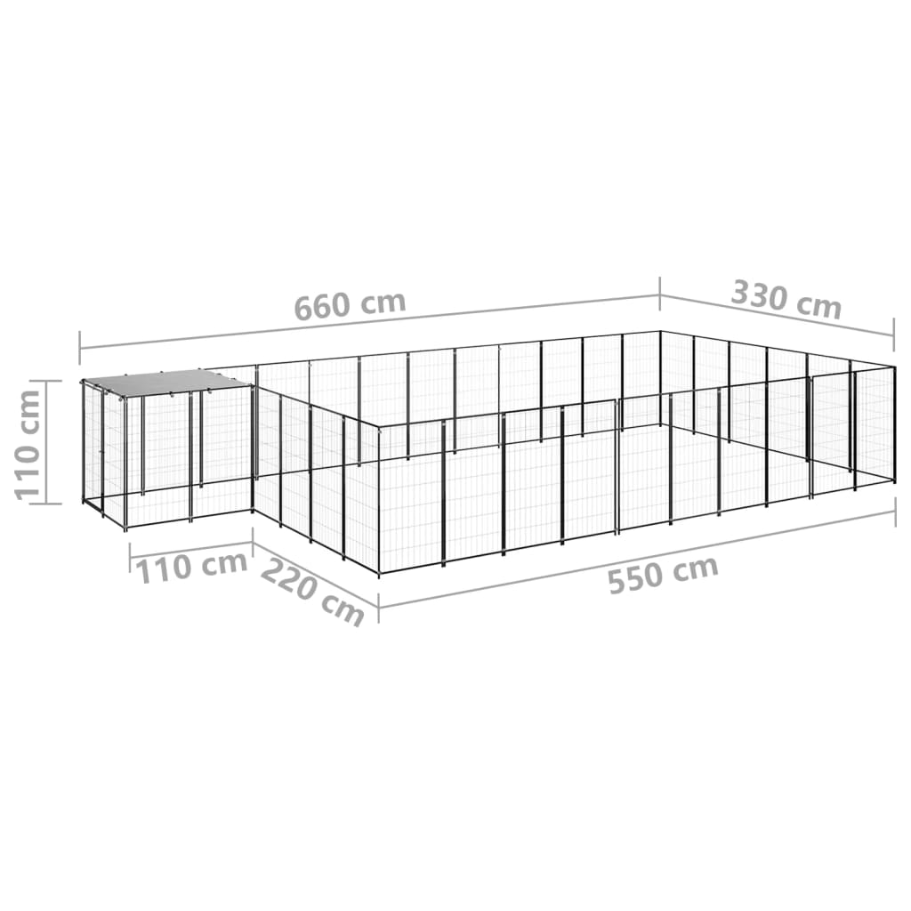 Koterec pre psy čierny 19,36 m² oceľ