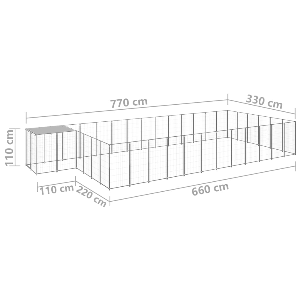 Koterec pre psy strieborný 22,99 m² oceľ