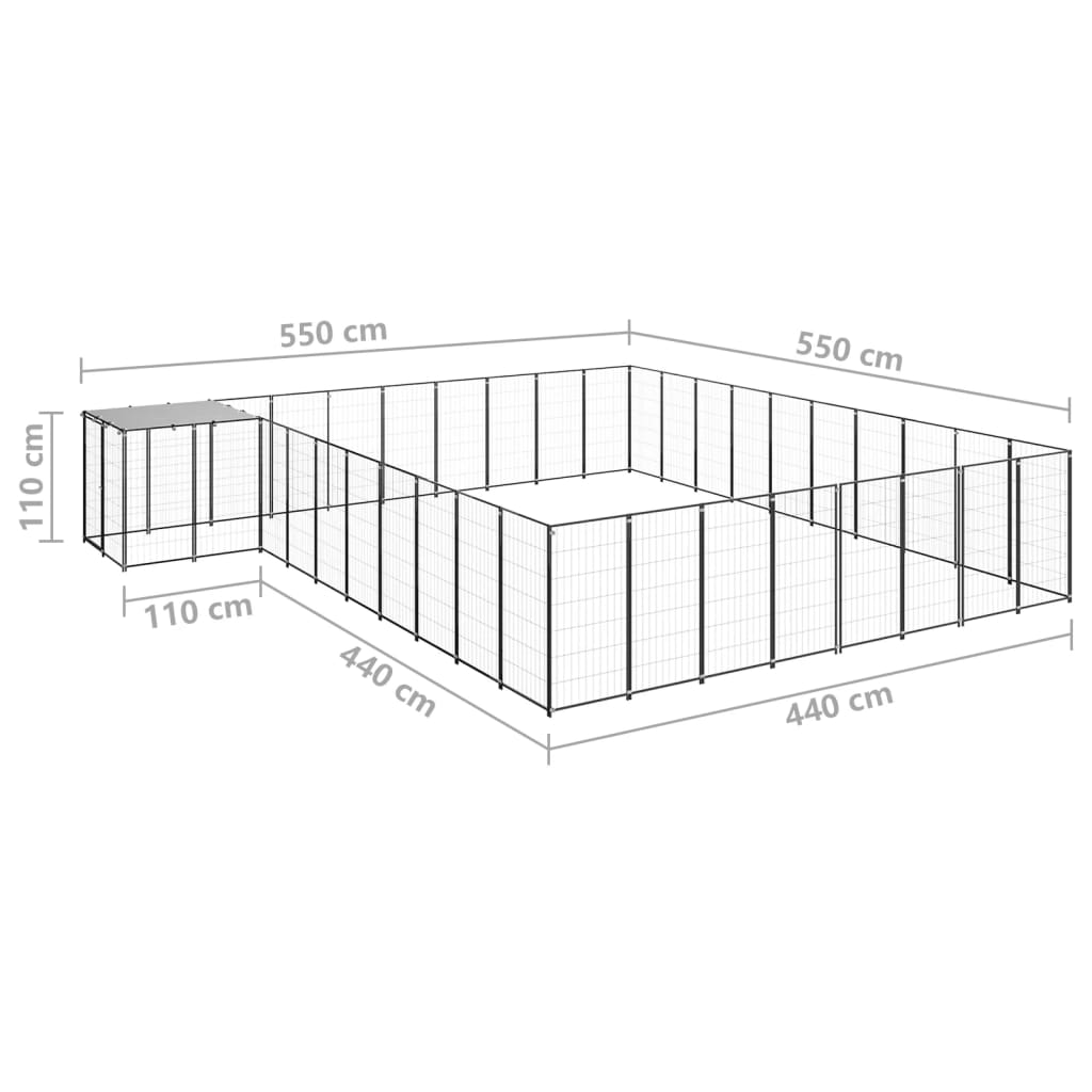 Koterec pre psy čierny 25,41 m² oceľ