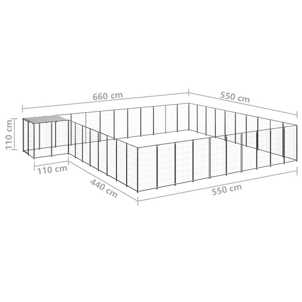 Koterec pre psy čierny 31,46 m² oceľ
