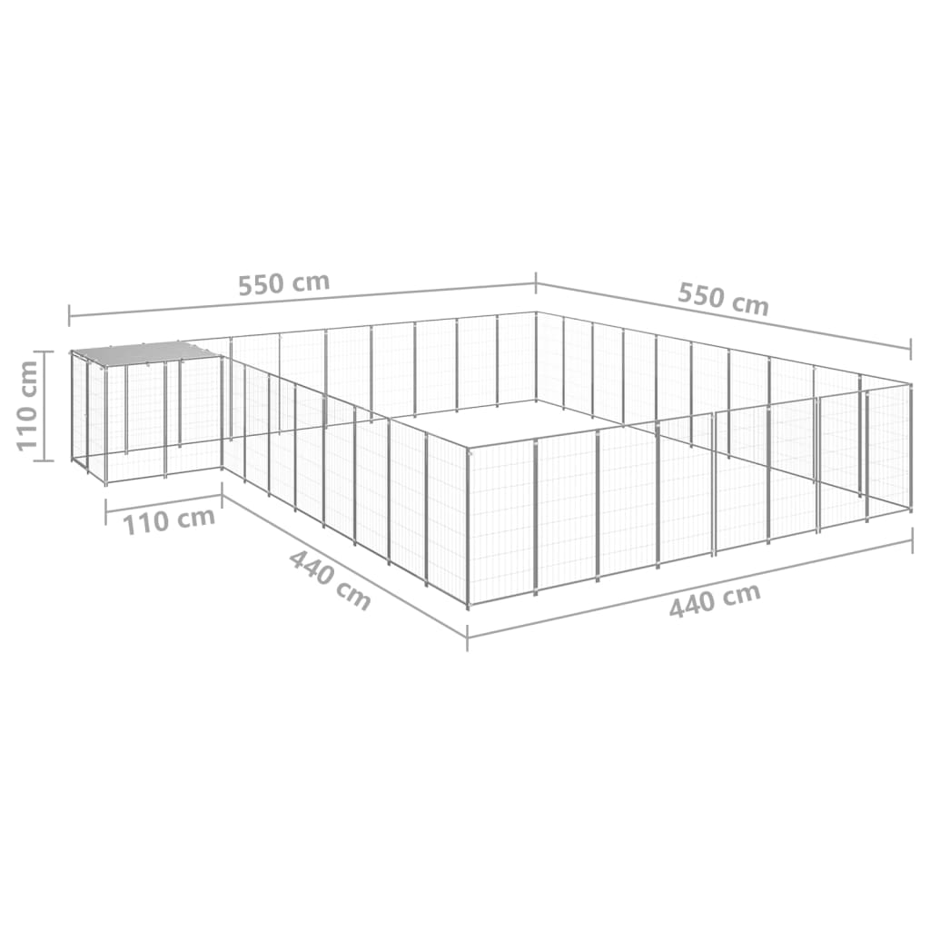 Koterec pre psy strieborný 25,41 m² oceľ