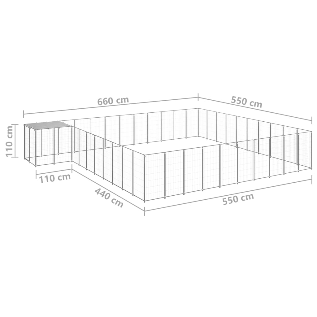 Koterec pre psy strieborný 31,46 m² oceľ