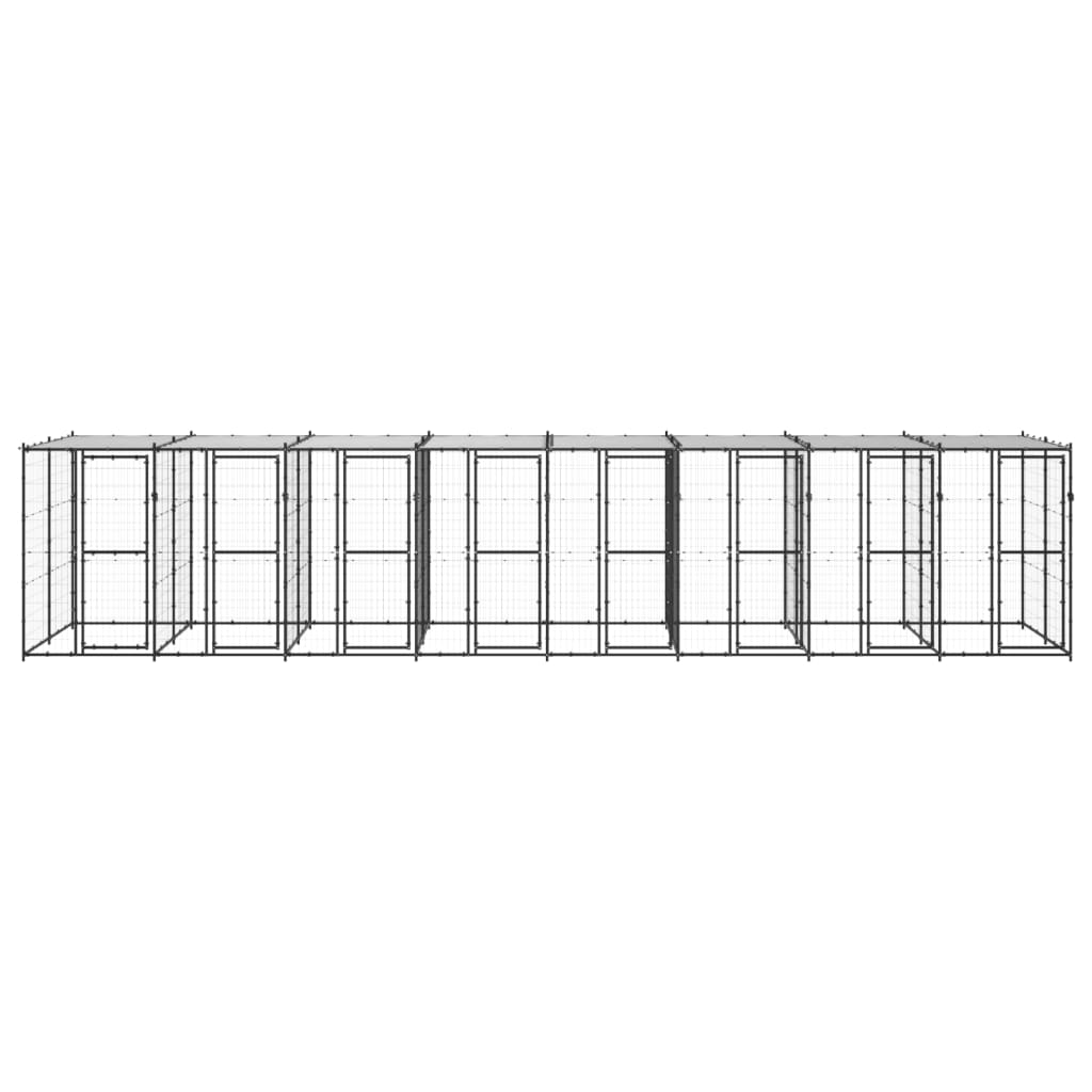 Vonkajšia voliéra pre psy so strechou oceľová 19,36 m²