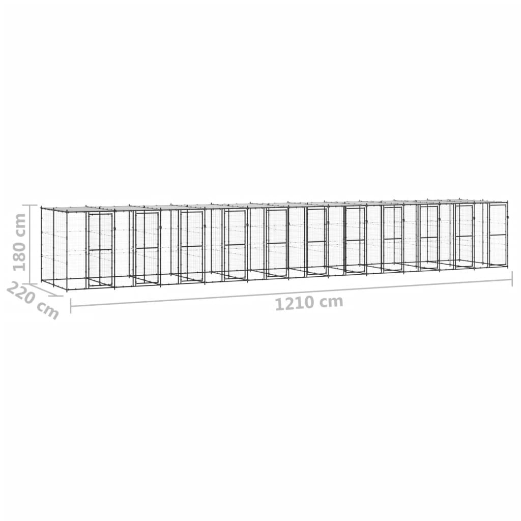 Vonkajšia voliéra pre psy so strechou oceľová 26,62 m²