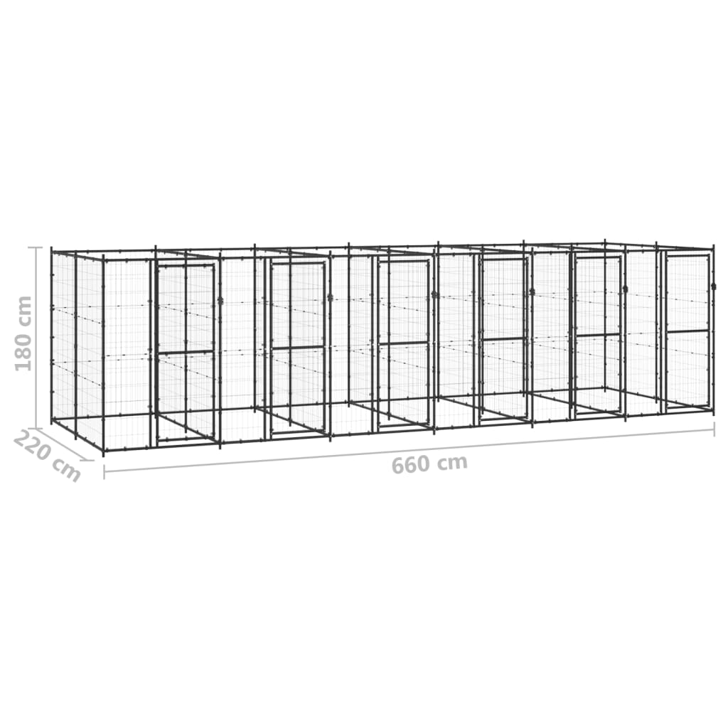 Vonkajšia voliéra pre psy oceľová 14,52 m²