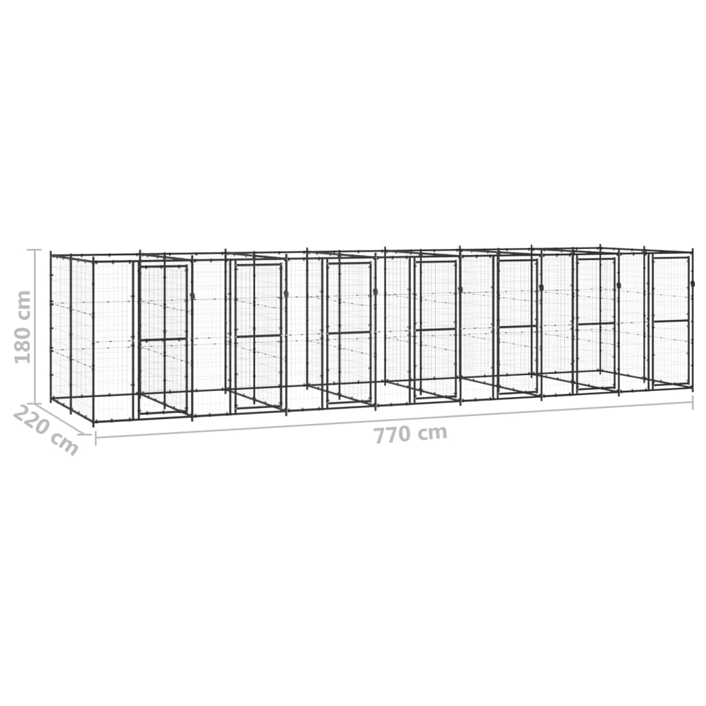Vonkajšia voliéra pre psy oceľová 16,94 m²