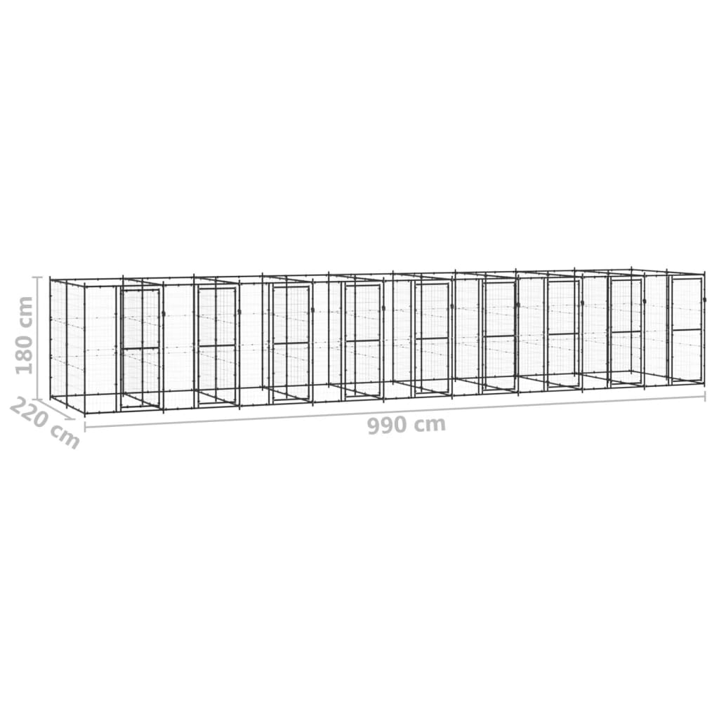Vonkajšia voliéra pre psy oceľová 21,78 m²