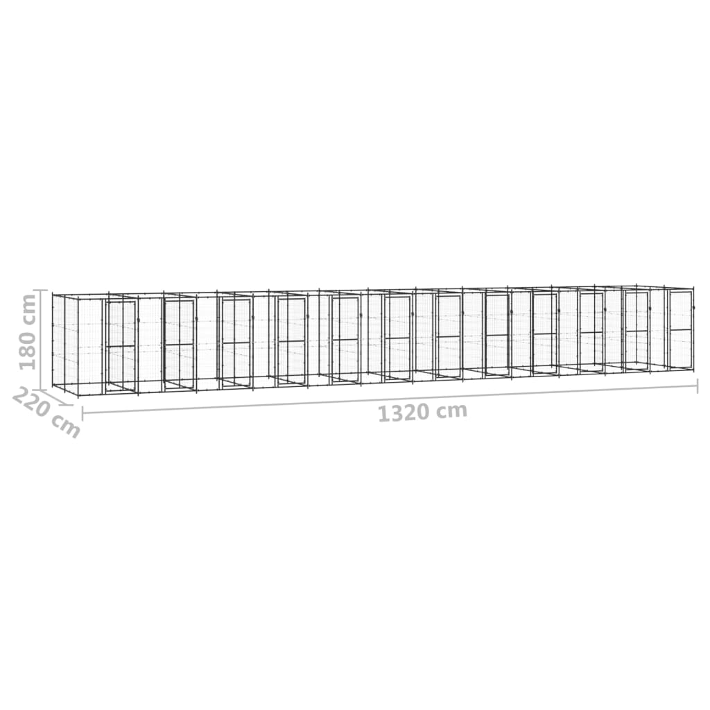Vonkajšia voliéra pre psov oceľová 29,04 m²